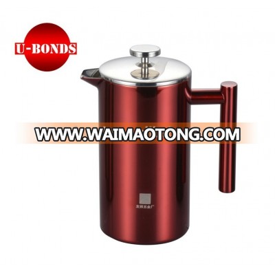 1 liter double wall colorized stainless steel french coffee press